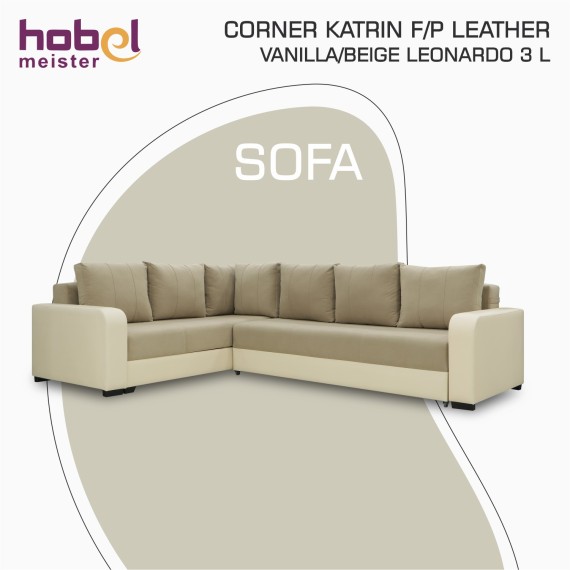 Sofa HOBEL CORNER KATRIN F/P LEATHER VANILLA/BEIGE LEONARDO 3 L (6) 