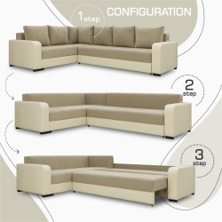 Диван HOBEL CORNER KATRIN F/P LEATHER VANILLA/BEIGE LEONARDO 3 L (6) 