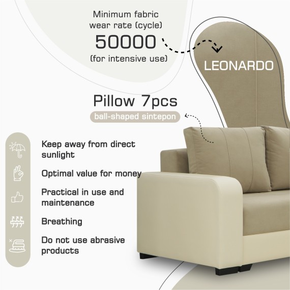 Sofa HOBEL CORNER KATRIN F/P LEATHER VANILLA/BEIGE LEONARDO 3 L (6) 