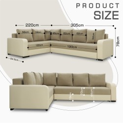 Диван HOBEL CORNER KATRIN F/P LEATHER VANILLA/BEIGE LEONARDO 3 L (6) 