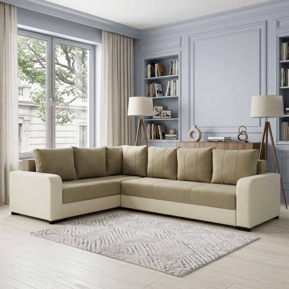 Sofa HOBEL CORNER KATRIN F/P LEATHER VANILLA/BEIGE LEONARDO 3 L (6) 