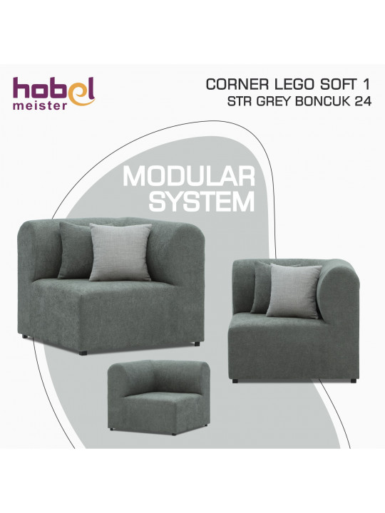 Բազկաթոռ HOBEL CORNER LEGO SOFT 1 STR GREY BONCUK 24 (1) 