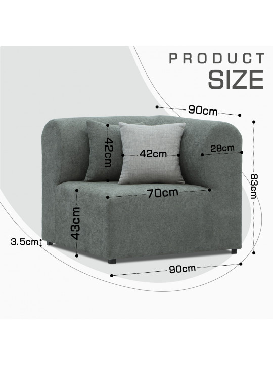 Բազկաթոռ HOBEL CORNER LEGO SOFT 1 STR GREY BONCUK 24 (1) 