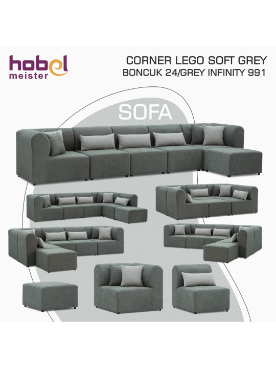 Բազմոց HOBEL CORNER LEGO SOFT GREY BONCUK 24/GREY INFINITY 991 (6) 