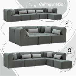 Sofa HOBEL CORNER LEGO SOFT GREY BONCUK 24/GREY INFINITY 991 (6) 