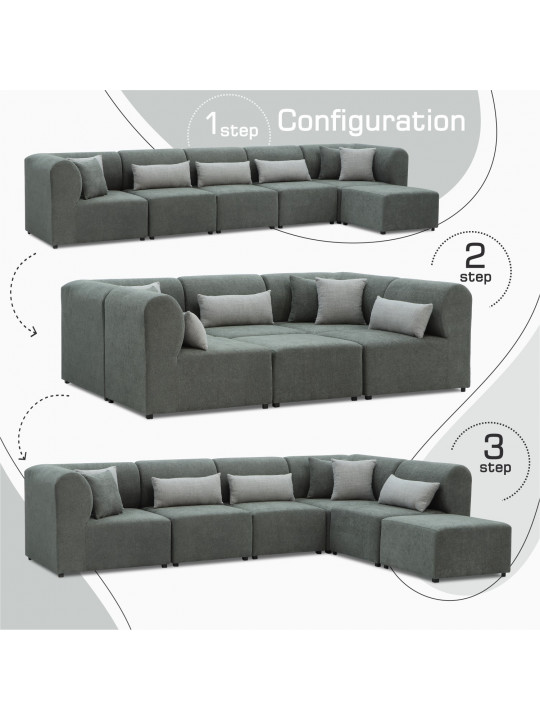 Բազմոց HOBEL CORNER LEGO SOFT GREY BONCUK 24/GREY INFINITY 991 (6) 