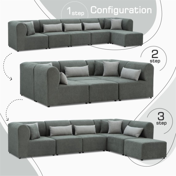 Sofa HOBEL CORNER LEGO SOFT GREY BONCUK 24/GREY INFINITY 991 (6) 