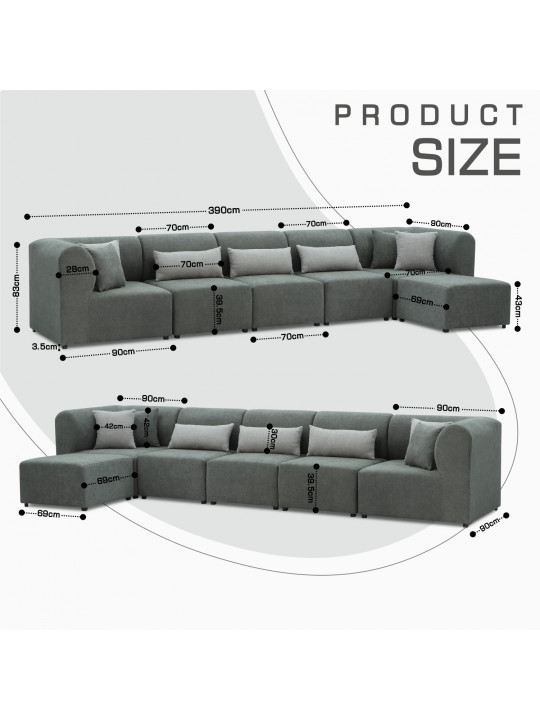 Բազմոց HOBEL CORNER LEGO SOFT GREY BONCUK 24/GREY INFINITY 991 (6) 