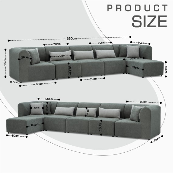 Sofa HOBEL CORNER LEGO SOFT GREY BONCUK 24/GREY INFINITY 991 (6) 