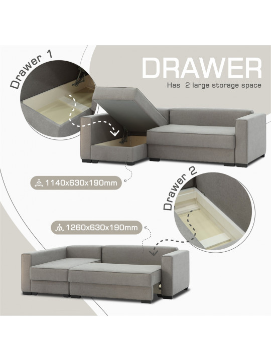 Բազմոց HOBEL CORNER LIZA PLUS D/P CAPPUCCINO SCANDI 19 L (5) 