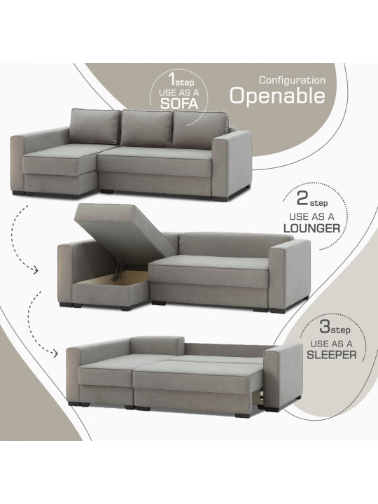 Բազմոց HOBEL CORNER LIZA PLUS D/P CAPPUCCINO SCANDI 19 L (5) 