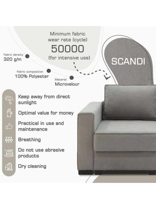 Բազմոց HOBEL CORNER LIZA PLUS D/P CAPPUCCINO SCANDI 19 L (5) 