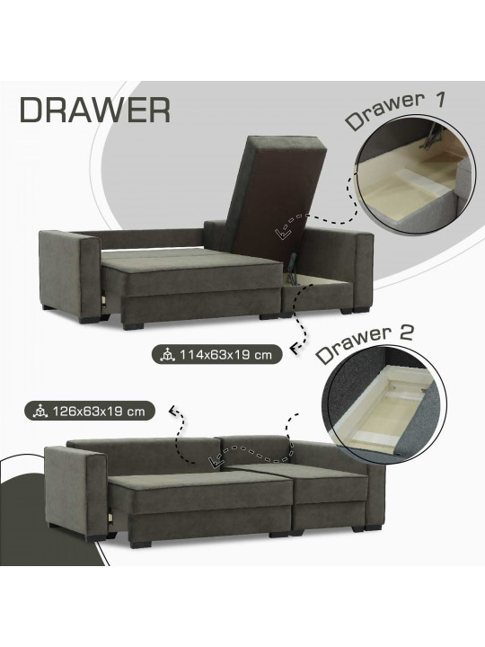 Диван HOBEL CORNER LIZA PLUS DARK BROWN JAGUAR 18 L (5) 