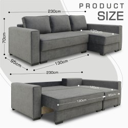 Sofa HOBEL CORNER LIZA PLUS F/P DARK GREY JAGUAR 9 R (5) 