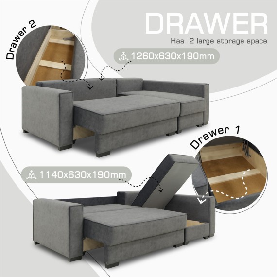 Sofa HOBEL CORNER LIZA PLUS F/P DARK GREY JAGUAR 9 R (5) 
