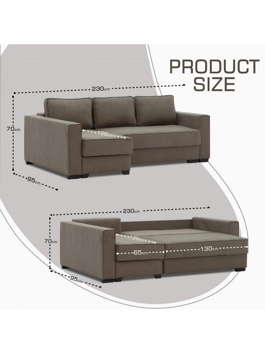 Բազմոց HOBEL CORNER LIZA PLUS LIGHT BROWN SCANDI 6 L (5) 