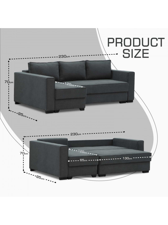 Բազմոց HOBEL CORNER LIZA PLUS DARK GREY SCANDI 22 L (5) 