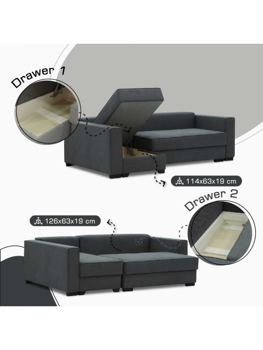 Բազմոց HOBEL CORNER LIZA PLUS DARK GREY SCANDI 22 L (5) 