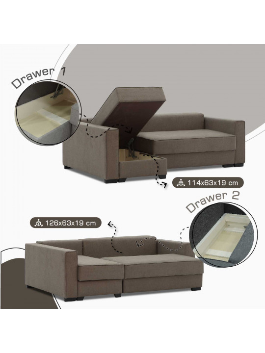 Բազմոց HOBEL CORNER LIZA PLUS LIGHT BROWN SCANDI 6 L (5) 