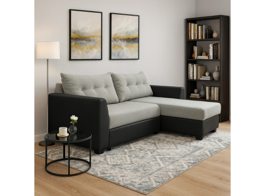 Диван HOBEL CORNER MODERN LUXE BLACK 4503/ LIGHT GREY ASTERI 3 (4) 