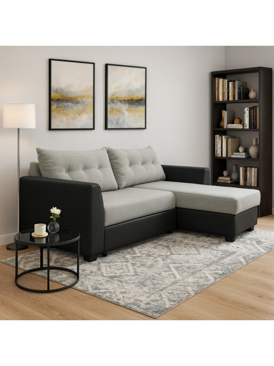 Բազմոց HOBEL CORNER MODERN LUXE BLACK 4503/ LIGHT GREY ASTERI 3 (4) 