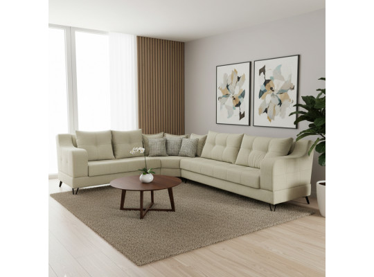Диван HOBEL CORNER NEW YORK BLACK KAX-0432-0125 CREAM BEATTO 1065/ LAMENIA 1016 L (4) 