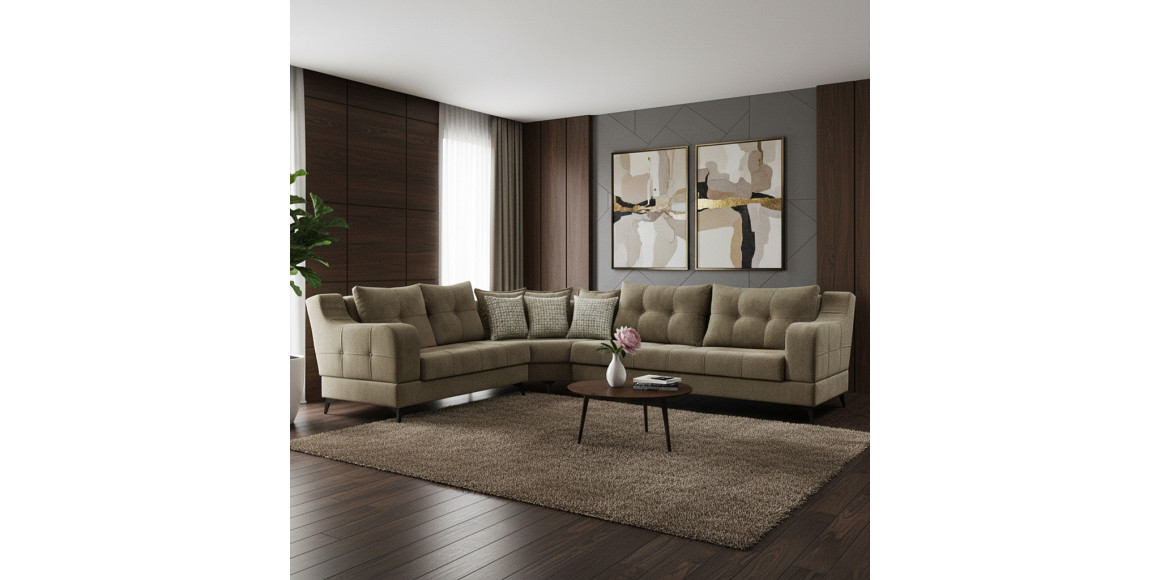 Диван HOBEL CORNER NEW YORK BROWN BEATTO 1015/ LAMENIA 1016 L (4) 