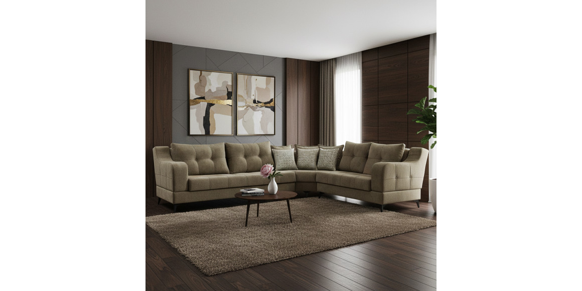 Диван HOBEL CORNER NEW YORK BROWN BEATTO 1015/ LAMENIA 1016 R (4) 