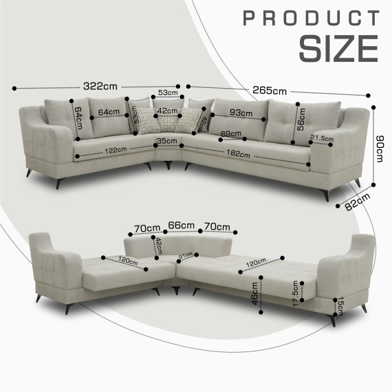 Sofa HOBEL CORNER NEW YORK F/R CREAM BEATTO 1066 L (4) 