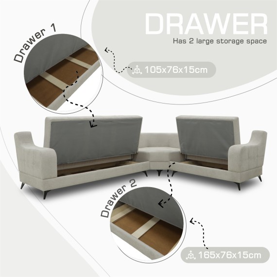 Sofa HOBEL CORNER NEW YORK F/R CREAM BEATTO 1066 R (4) 