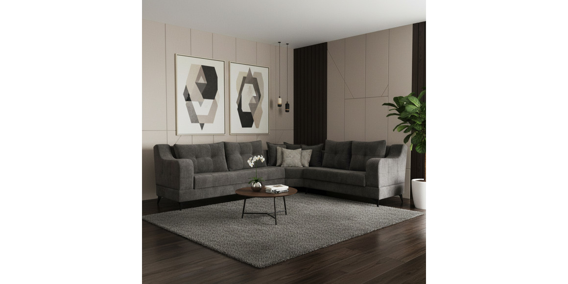 Диван HOBEL CORNER NEW YORK  GREY BEATTO 1036/ LAMENIA 1011 R (4) 