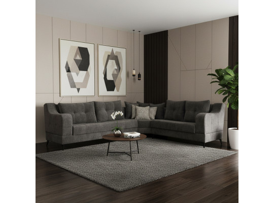 Диван HOBEL CORNER NEW YORK  GREY BEATTO 1036/ LAMENIA 1011 R (4) 