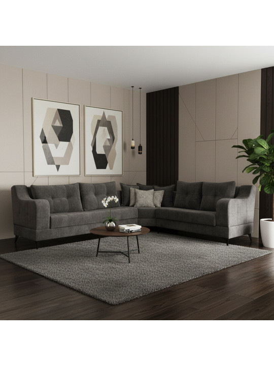 Диван HOBEL CORNER NEW YORK  GREY BEATTO 1036/ LAMENIA 1011 R (4) 