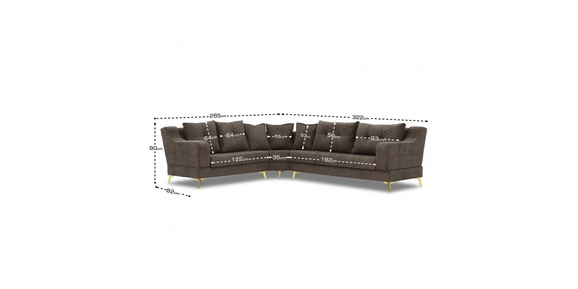 Sofa HOBEL CORNER NEW YORK L16150GOLD BROWN BEATTO1005/ LAMENIA 1016 L(4) 