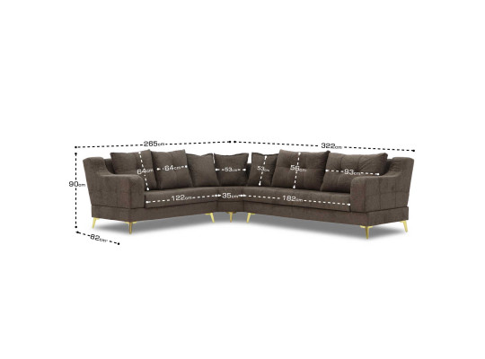 Sofa HOBEL CORNER NEW YORK L16150GOLD BROWN BEATTO1005/ LAMENIA 1016 L(4) 