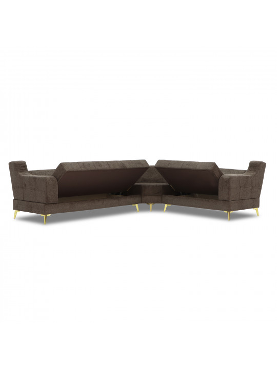 Բազմոց HOBEL CORNER NEW YORK L16150GOLD BROWN BEATTO1005/ LAMENIA 1016 R (4) 