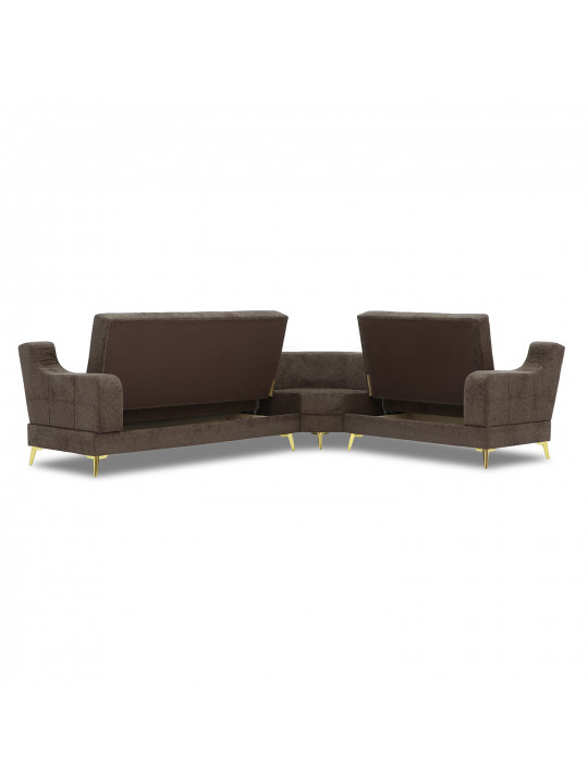 Բազմոց HOBEL CORNER NEW YORK L16150GOLD BROWN BEATTO1005/ LAMENIA 1016 R (4) 