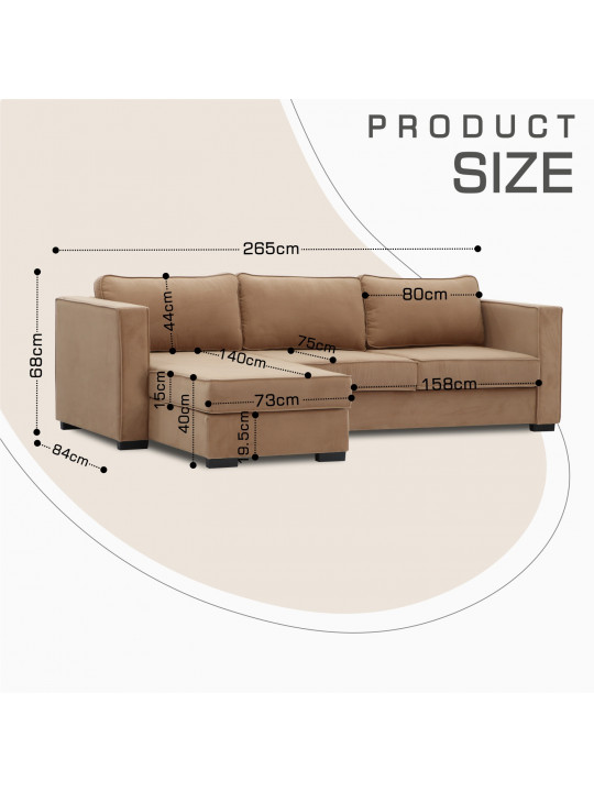 Բազմոց HOBEL CORNER ROSE BROWN VIVALDI 20 (4) 