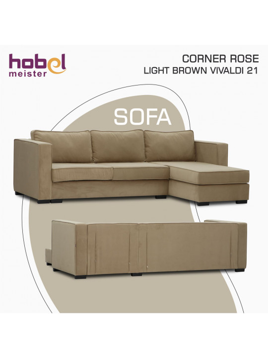 Բազմոց HOBEL CORNER ROSE LIGHT BROWN VIVALDI 21 (4) 
