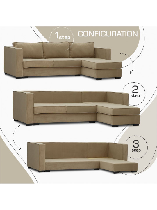 Բազմոց HOBEL CORNER ROSE LIGHT BROWN VIVALDI 21 (4) 