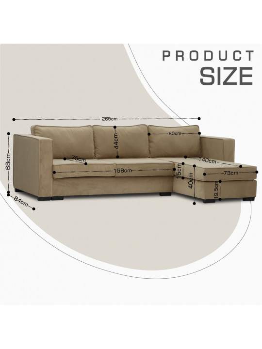 Բազմոց HOBEL CORNER ROSE LIGHT BROWN VIVALDI 21 (4) 