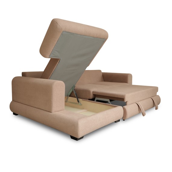 Sofa HOBEL CORNER SIDNEY PLUS F/Z LIGHT BROWN BUKLE 5 L (3) 