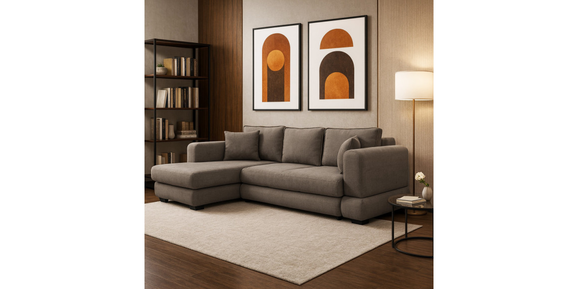 Диван HOBEL CORNER SIDNEY PLUS LIGHT BROWN BUKLE 6 L (3) 
