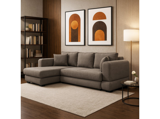 Диван HOBEL CORNER SIDNEY PLUS LIGHT BROWN BUKLE 6 L (3) 