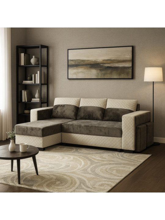 Բազմոց HOBEL CORNER SONYA F/P LIGHT CAPPUCCINO MONACO 4/CREAM BONCUK 6 R (5) 