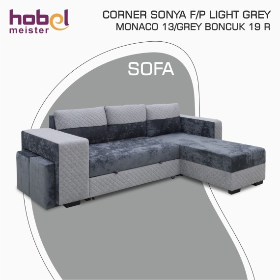 Բազմոց HOBEL CORNER SONYA F/P LIGHT GREY MONACO 13/GREY BONCUK 19 R (5) 
