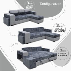 Sofa HOBEL CORNER SONYA F/P LIGHT GREY MONACO 13/GREY BONCUK 19 R (5) 