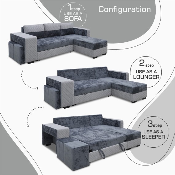 Բազմոց HOBEL CORNER SONYA F/P LIGHT GREY MONACO 13/GREY BONCUK 19 R (5) 