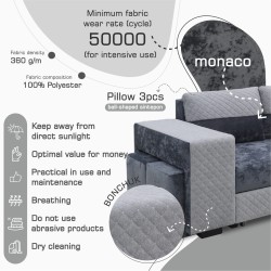 Sofa HOBEL CORNER SONYA F/P LIGHT GREY MONACO 13/GREY BONCUK 19 R (5) 