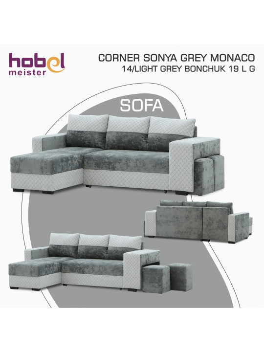 Բազմոց HOBEL CORNER SONYA GREY MONACO 14/LIGHT GREY BONCHUK 19  L G (5) 